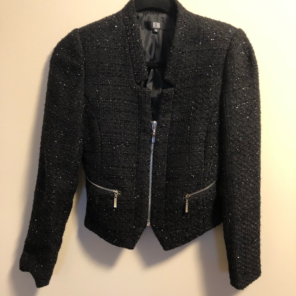 Black Shiny Tweed Blazer